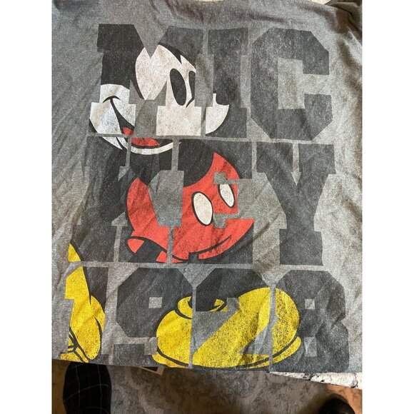 Disney Mickey Mouse Gray Ringer Tee Soft Heathered 50/50 Blend Classic - Picture 5 of 5